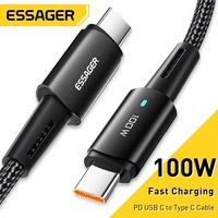 essager fast charge usb c totype c cable 100w 60w pd mobile phone charging cord wire for samsung xiaomi redmi huawei usb c to c