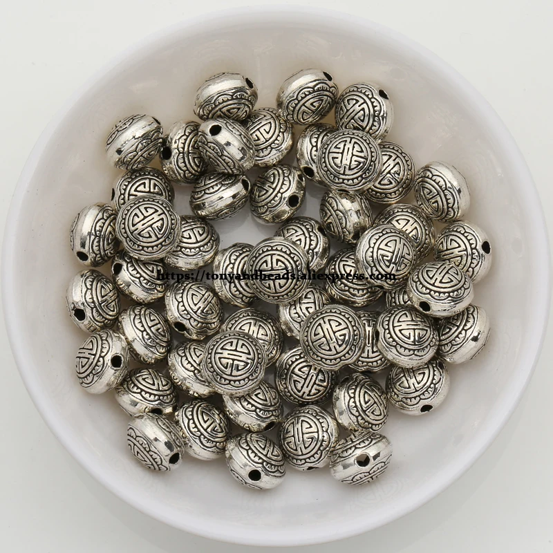 

(50Pcs / Lot !) Zinc Alloy Tibetan Antique Silver European Charm Spacer Beads For Jewelry Making Size 8x7mm HZ-2972B