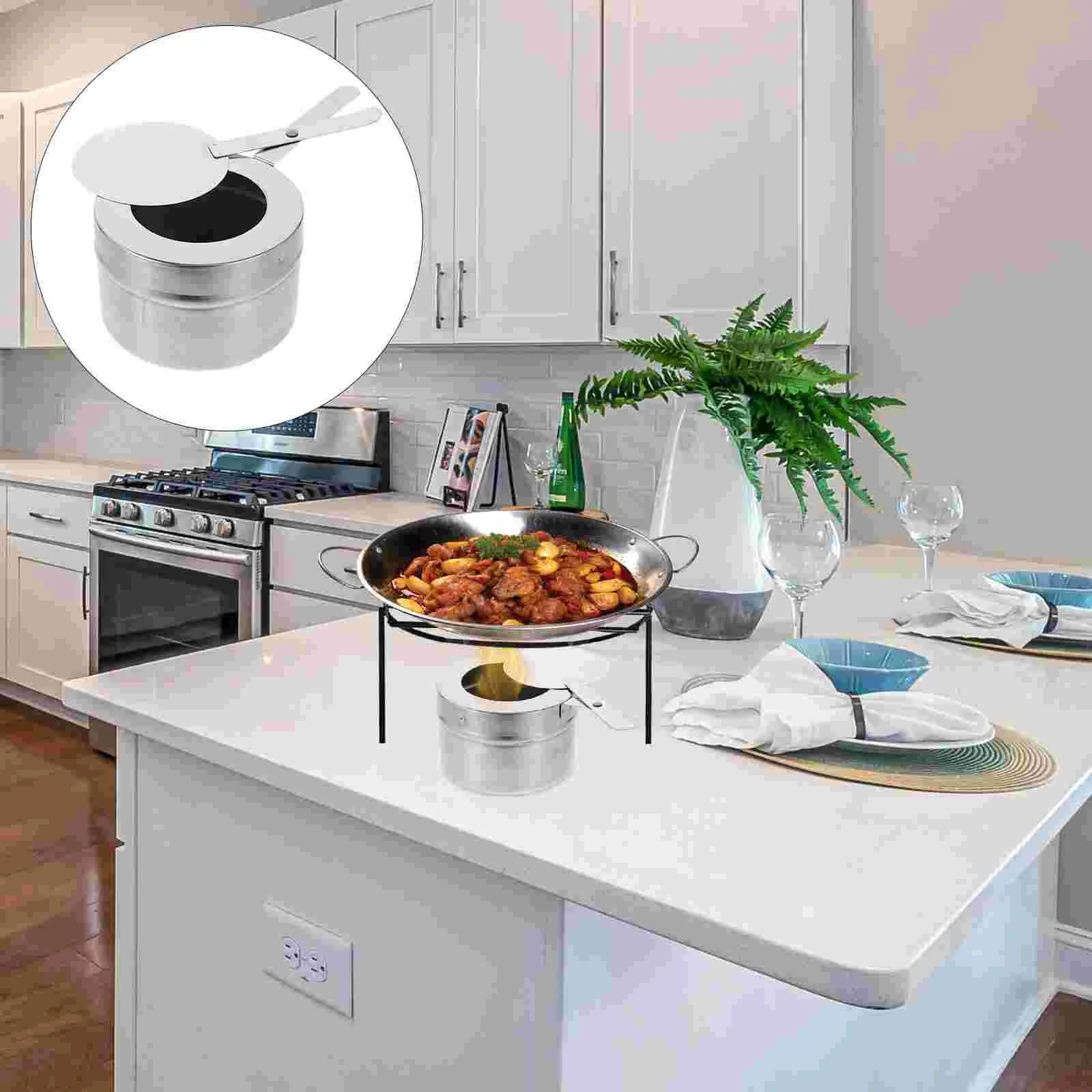 

Fuel Stove Holder Chafer Stainless Steel Camping Dish Chafing Cans Heat Buffetboxburner Canned Accessory Cover Barbecue Cooking