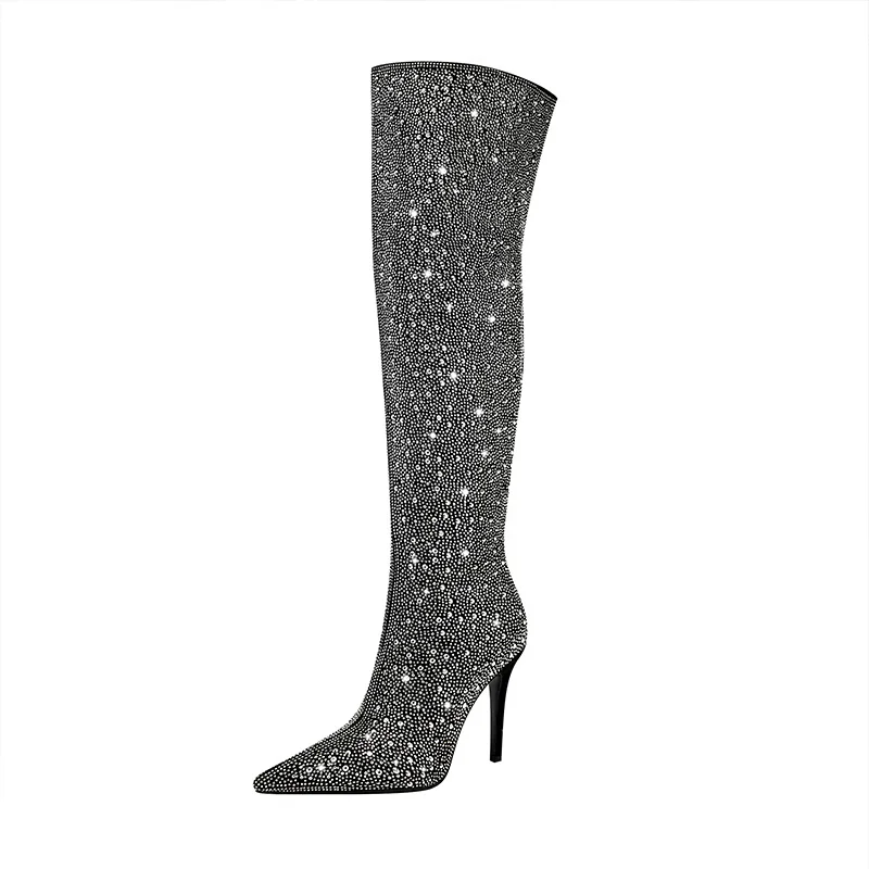 

(YYDD) Autumn Winter Bling Design Over-the-Knee Super High Heels Sexy Women's Boots Cool Girls Party Nightclub Plus Size35-46