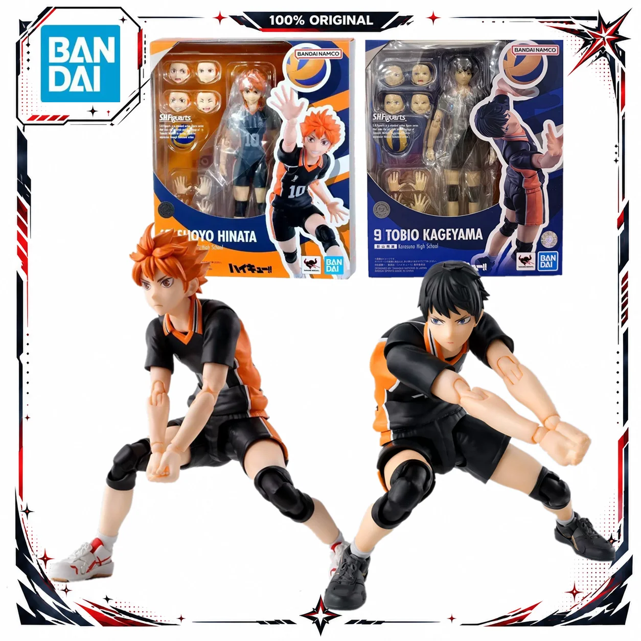 Фото Оригинальная фигурка Bandai TAMASHII S.H.Figuarts Haikyuu!! Аниме-фигурки SHF: Шойо Хината и Тобио Кагеяма, коллекционные статуэтки №1