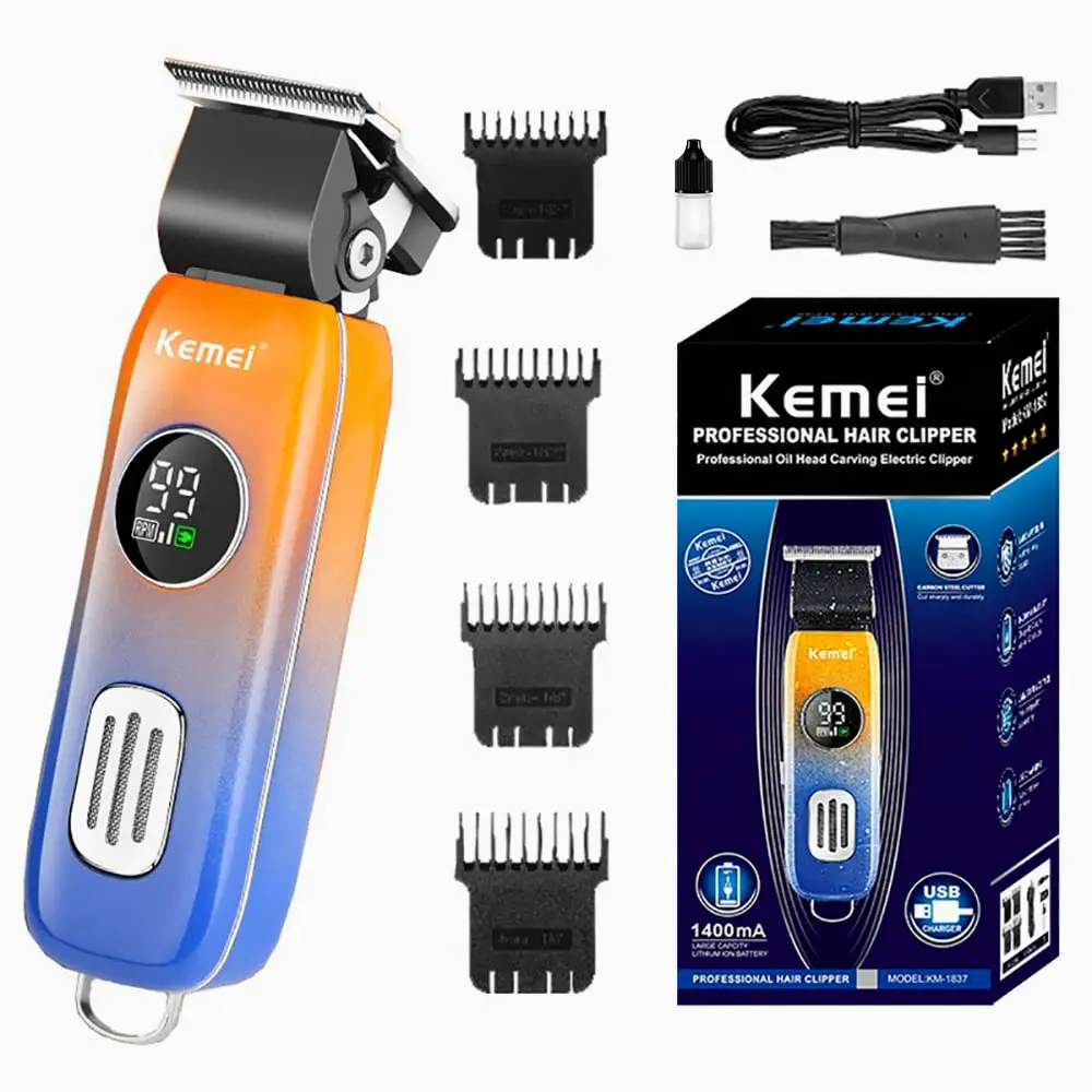 

Kemei Waterproof Rechargeable Electric Hair Clipper Cutter Online Selling Hot Professional Men Hair Trimmer KM-1837