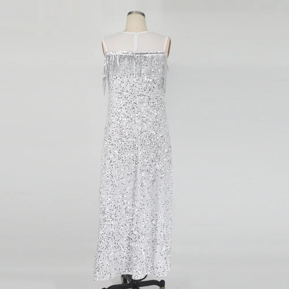Plus Size Elegant Wedding Dresses For Women Sequin Tassel Sexy Long Dress 2023 Fashion Large Size Female Evening Party Dresses