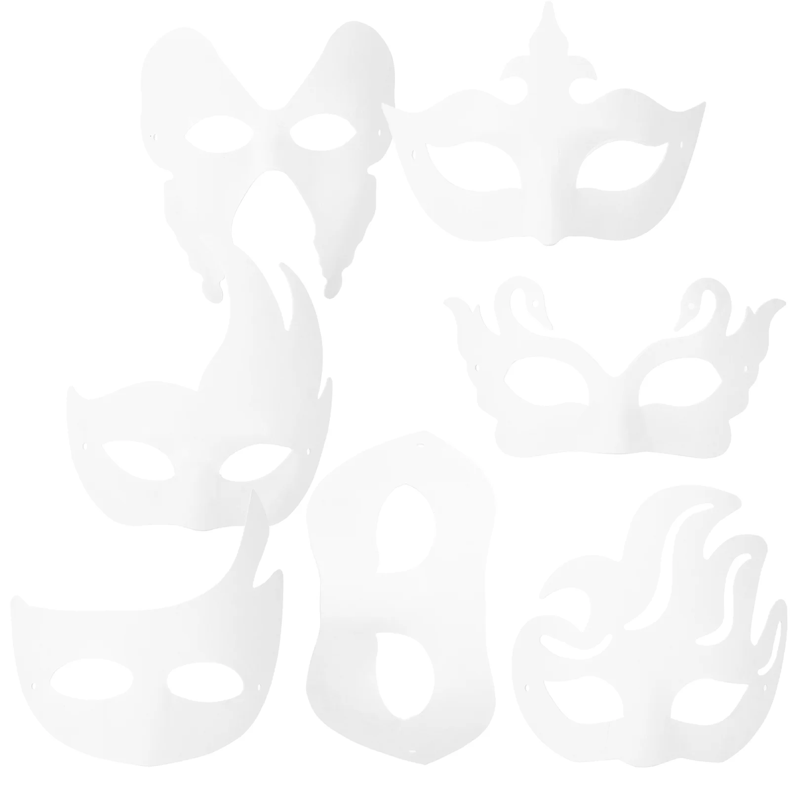 

14pcs DIY White Paper Masquerade DIY Pulp Blank Plain for Mardi Gras Masquerade Dance Party White Masks