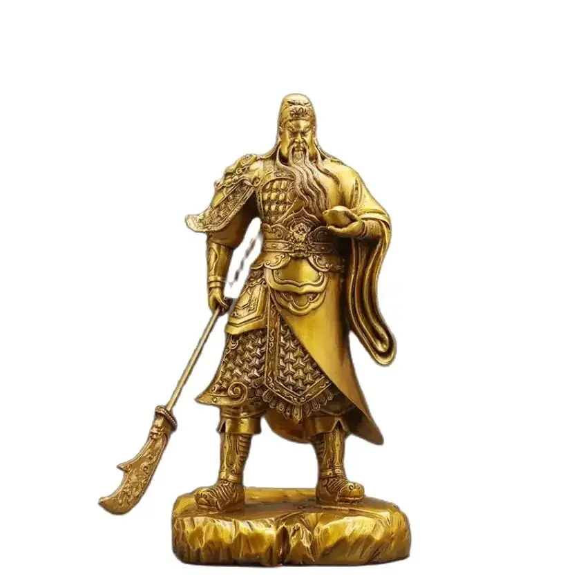 Орнамент Guan Gong из чистой меди большой размер Wu Caishen каменная статуя Будды Erye