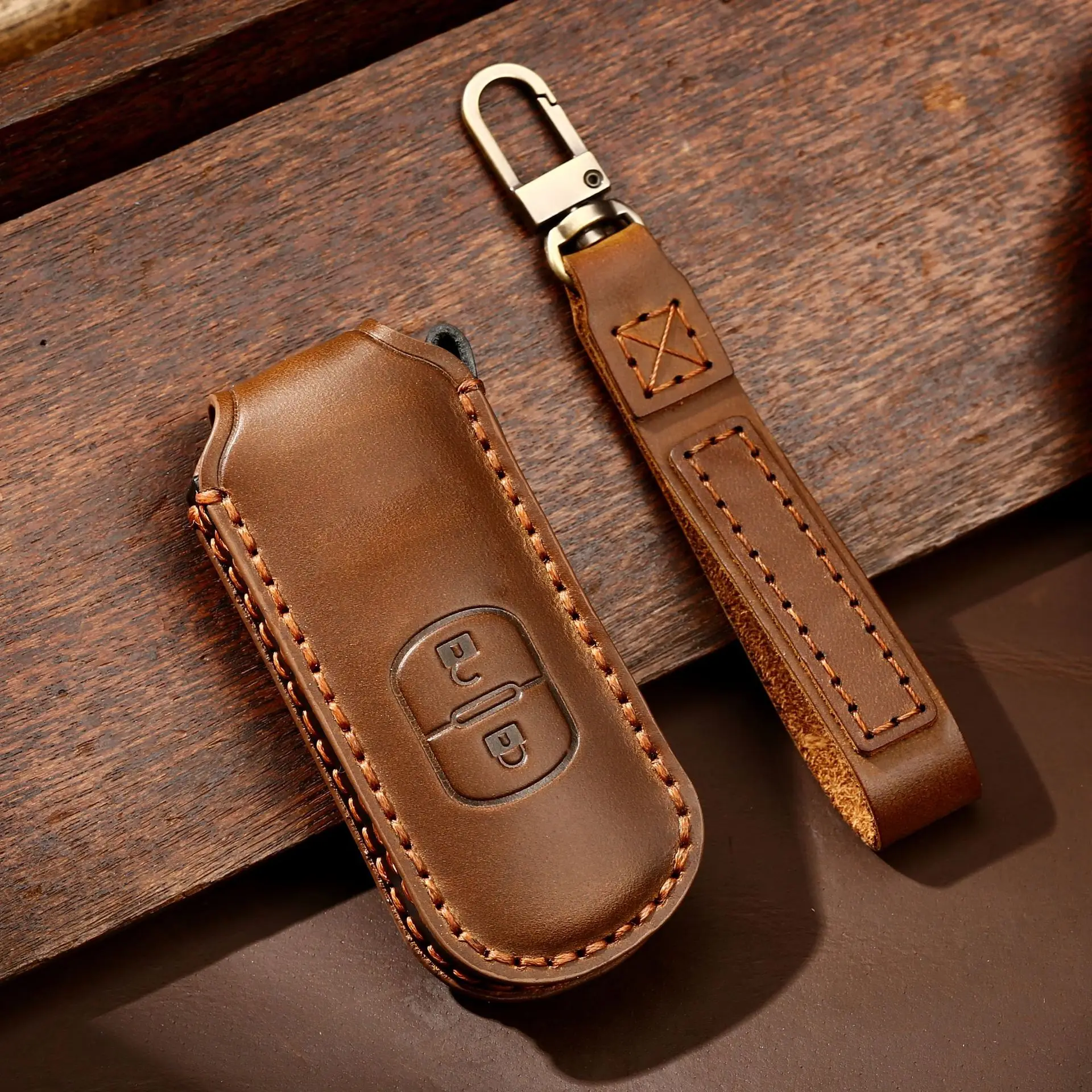 

Car Key Case Cover Leather Fob Keyring Holder Shell for Mazda 2 3 6 Atenza Axela Demio CX-5 CX-3 CX7 CX-9 2015 2016 2017 2018