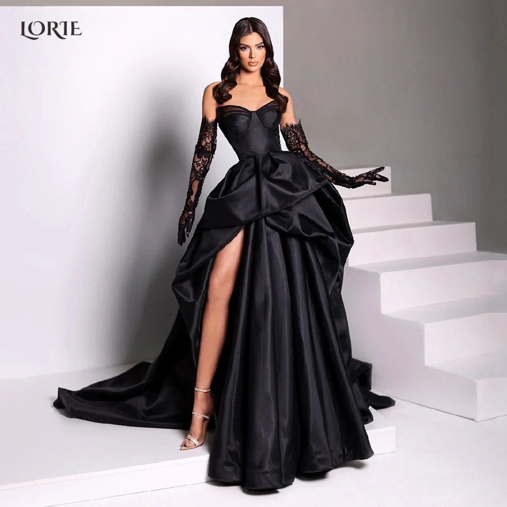

LORIE Sexy Black Swan Off Shoulder Prom Party Gowns Side Split Puffy Skirt Evening Dance Dresses Princess Luxury Cocktail Dress