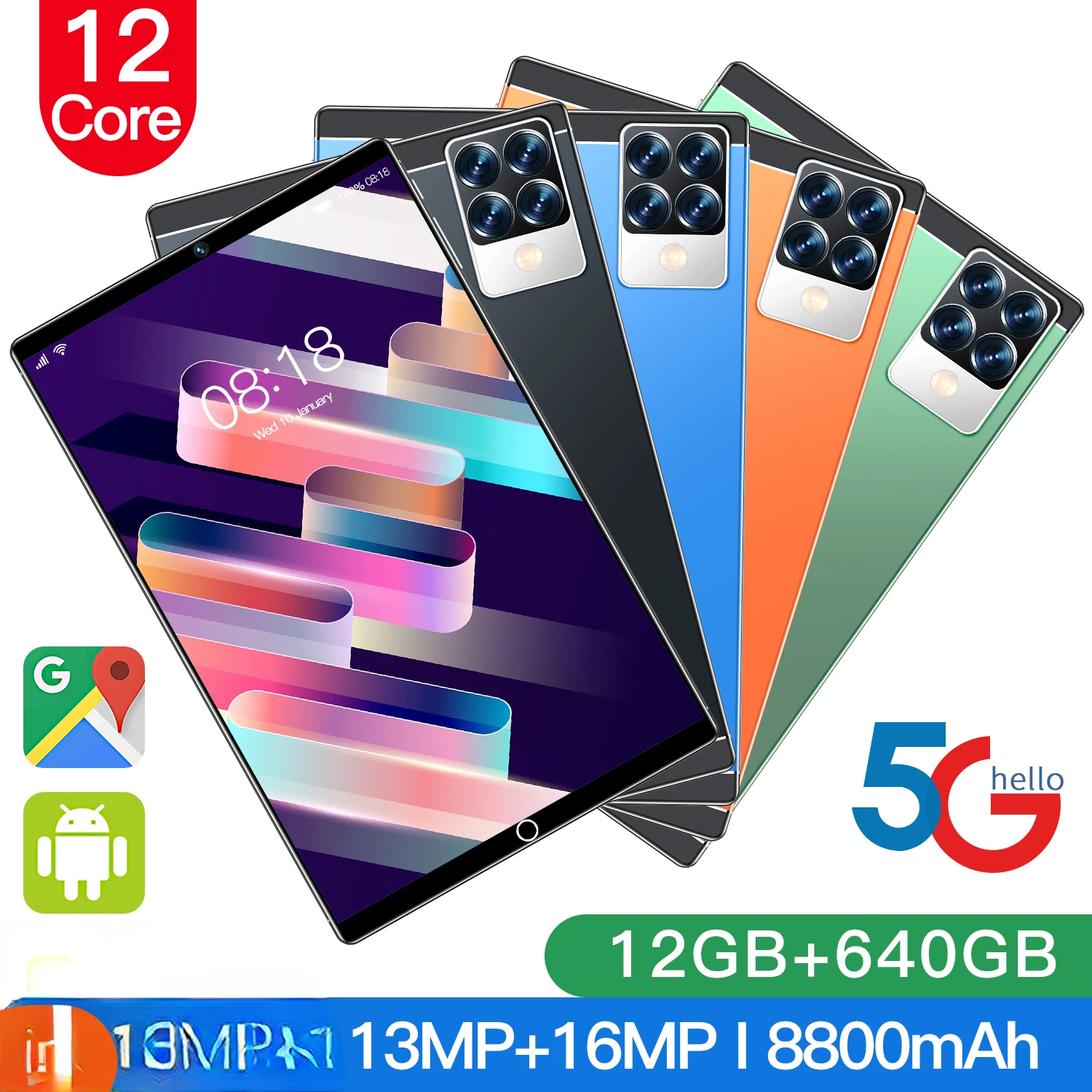 

New 10.1 inch High-end Tablet 12GB 640 GB Android 12 Dual SIM Dual Camera Rear 5.0MP IPS Bluetooth WiFi Cheap Tablets Free Shipp