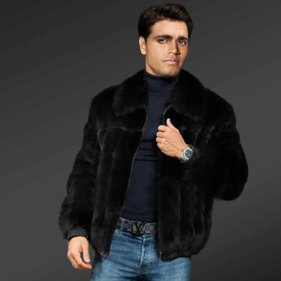 

Fur Coat Man Natural Fur Jacket Fashion Warm Overcoat
