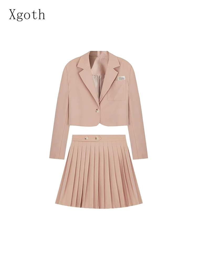 Женский блейзер с высокой талией приталенный короткий пиджак и плиссированная