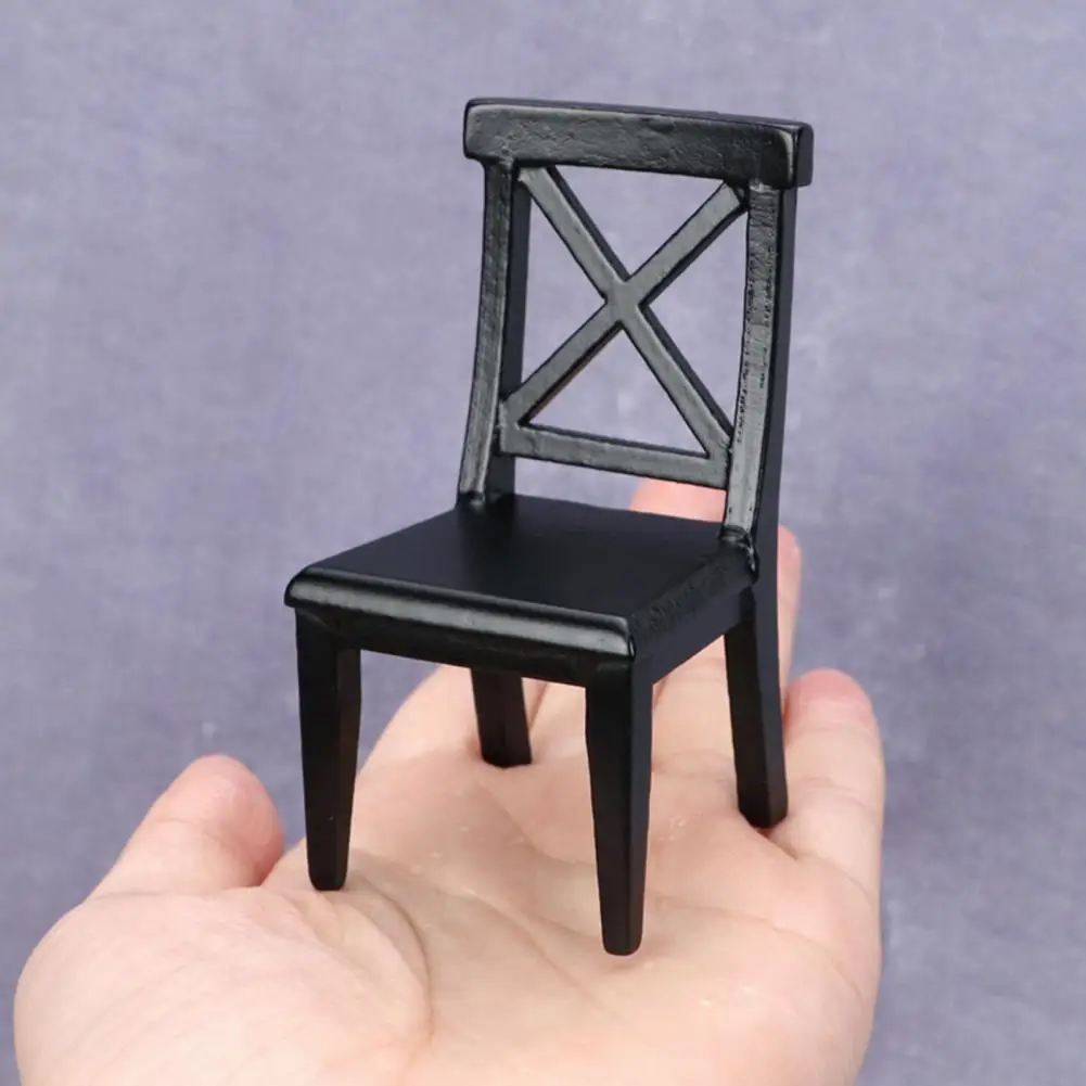

Collection Accessories Trendy Wooden Furniture Crafts Supplies Dining Chair Wood Dollhouse Chair Moisture-proof for Kids