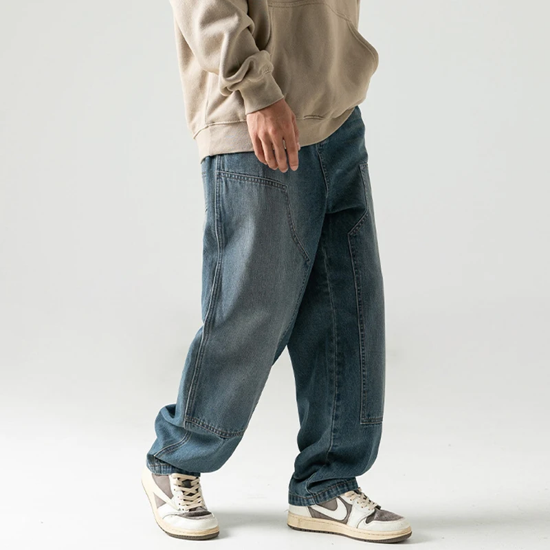 Джинсы мужские Плиссированные с широкими штанинами