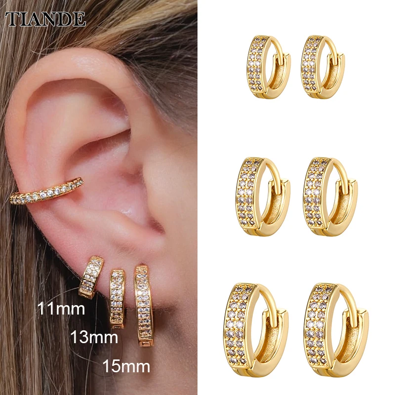 

TIANDE Silver Color Gold Plated Hoop Earrings for Women Zircon Piercing Women's Circle Earrings 2022 Fashion Jewelry Wholesale