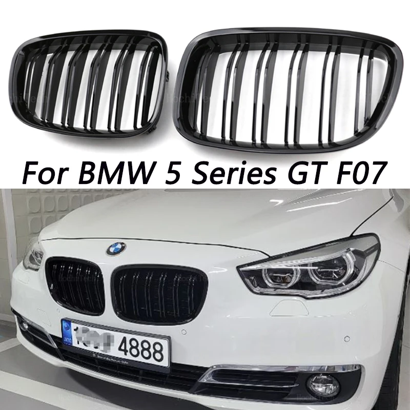 For BMW 5 Series GT F07 535i 550i Car Front Bumper Hood Kidney Grille Racing Grill 2010-2016 M Glossy Black Grilles
