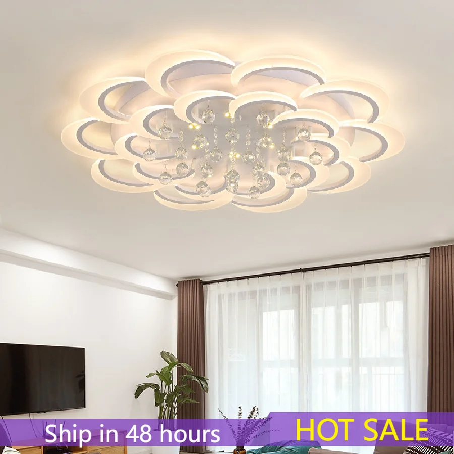 

Modern Led Ceiling Lights For Living Room Bedroom Study Crystal lustre plafonnier Home Deco Ceiling Lamp avize Dia100cm 135W