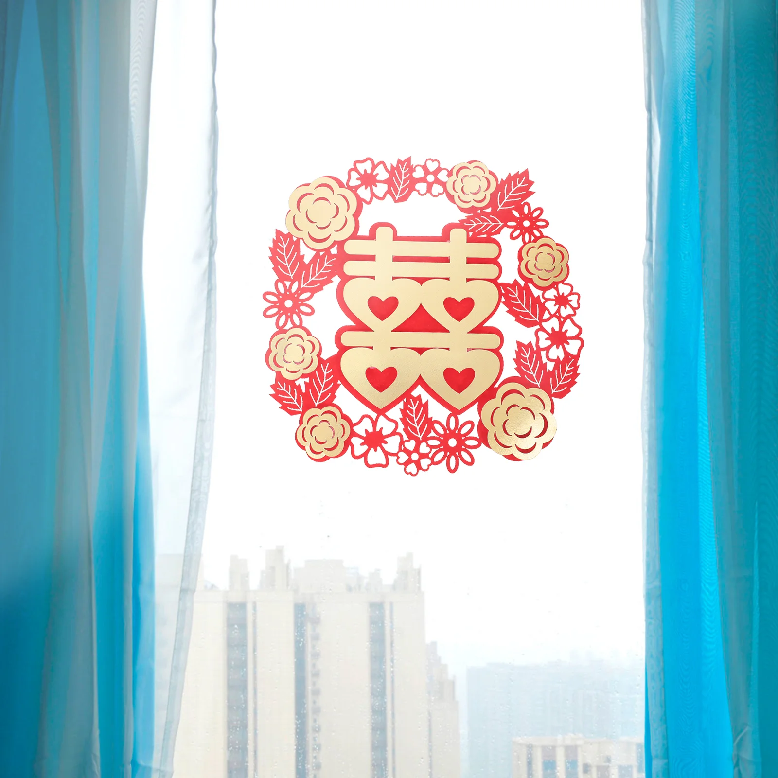 

Wedding Stickers Chinese Character Xi Paper Decals Cut Decoration Layout Decorations Bars Bedding Window Door Decal Cutting