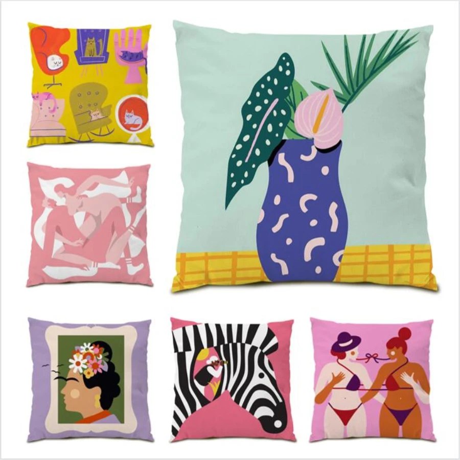 

Color Geometry Cushion Cover 45x45 Throw Pillow Covers Simple Living Room Decoration Gift Geometric Square Modern Luxury E0184
