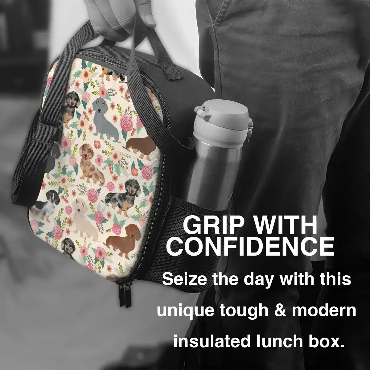 Теплоизоляционная сумка для обеда Doxie Florals Dachshund женщин термо-охладитель сосисок