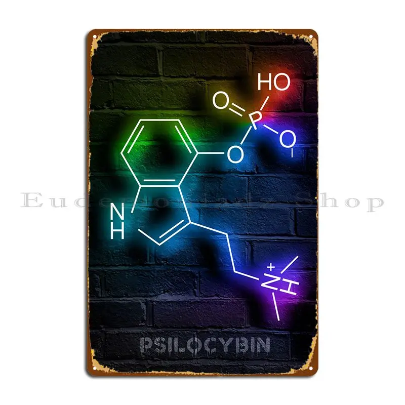 Неоновый металлический знак Psilocybin в виде молекулы винтажный альбом жестяной для