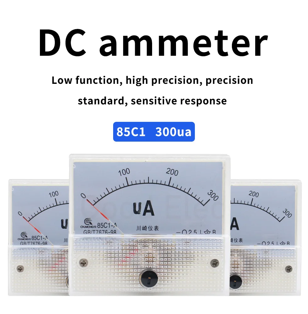 

1PCS 85C1 50uA 100uA 200uA 300uA 500uA DC Analog Pointer Current Meter Panel AMP Gauge Current Mechanical Ammeters