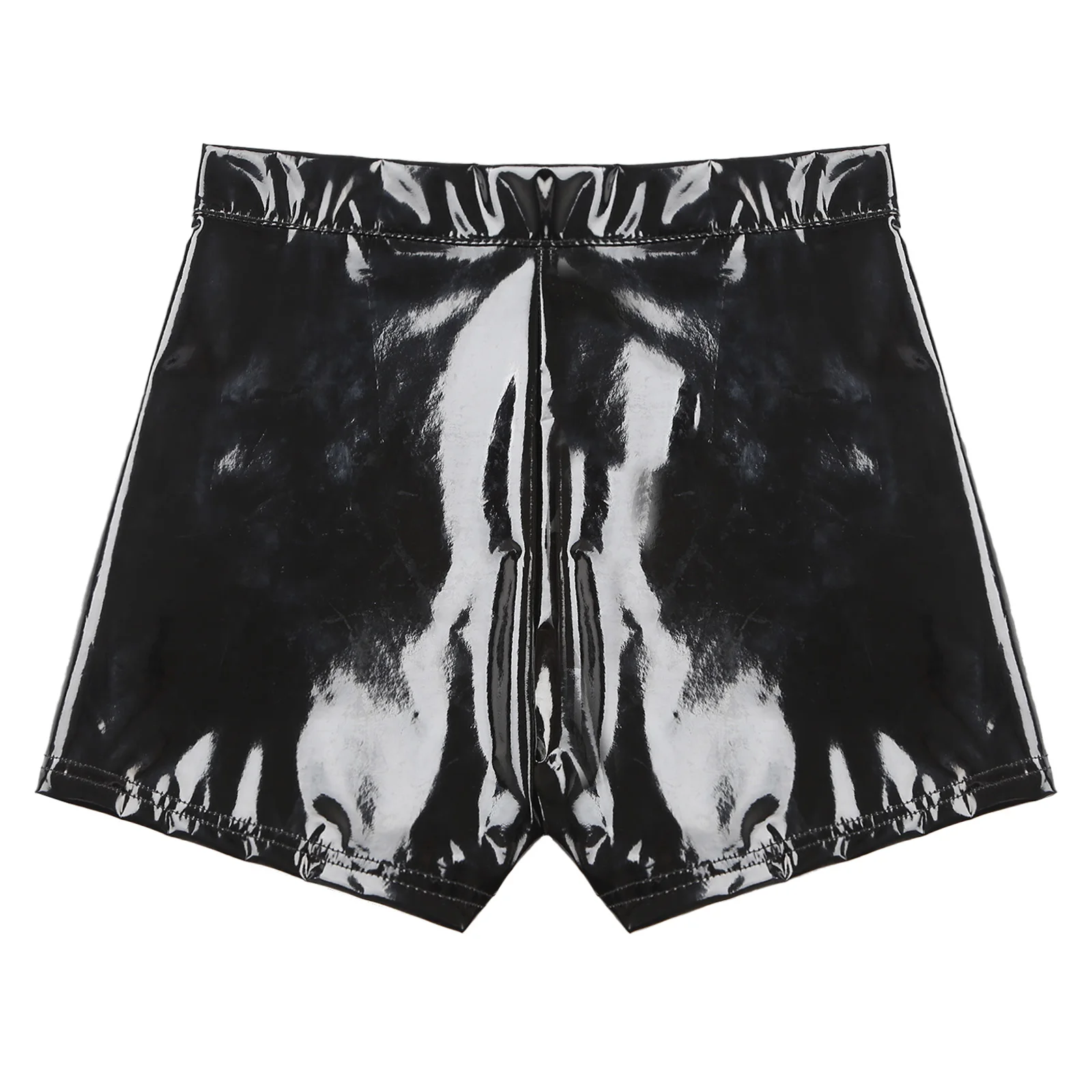 

Womens Patent Leather Pole Dance Shorts Zipper Fly with One Button Closure Shorts Summer Shorts Rave Outfit High Waist Hot Pants