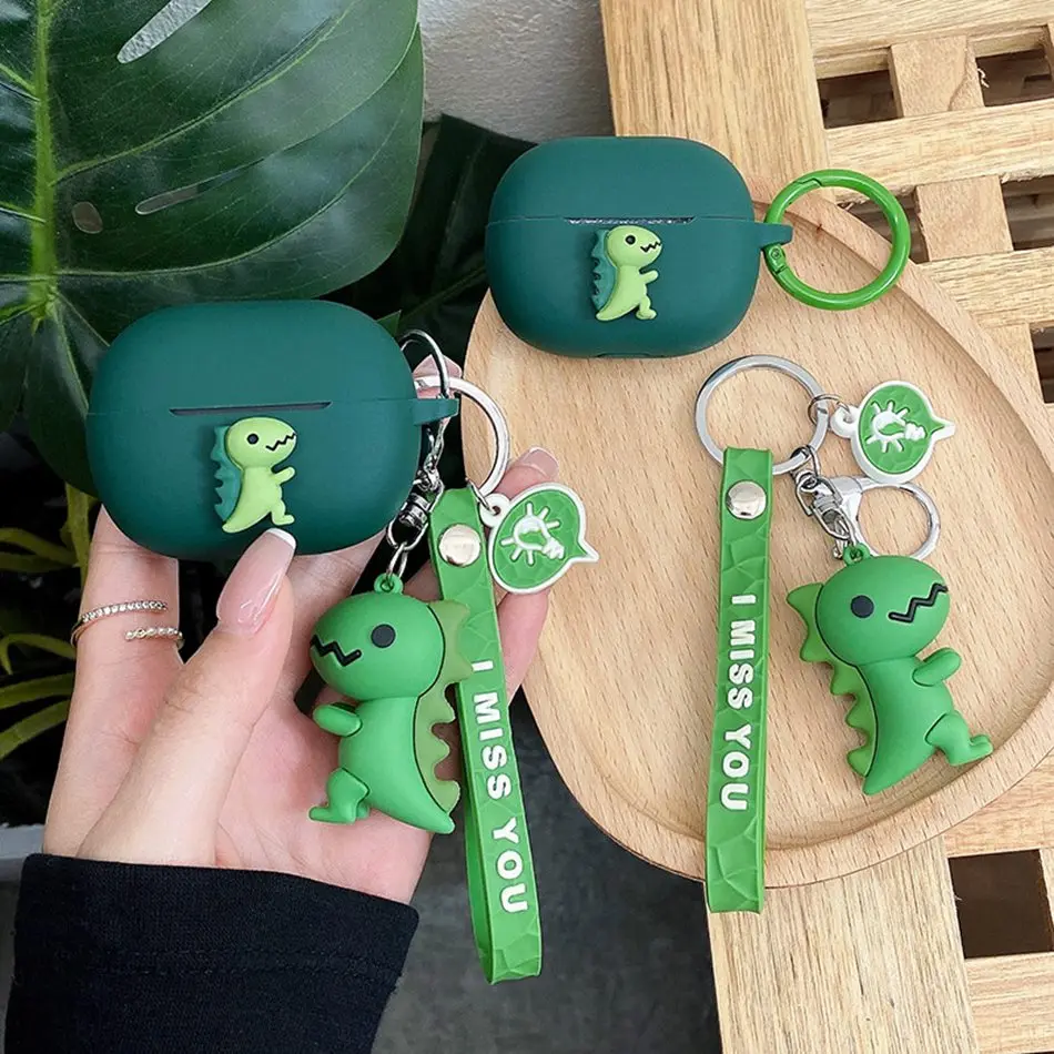 

Cartoon Earaphone box For Meizu POP 3 Case funny dinosaur Silicone Protect Headphone cover with keychain Accessories