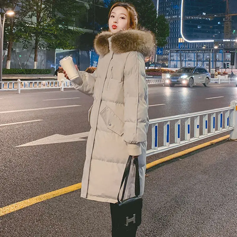 2022 New Fashion Casual Down Cotton Jacket Women's Winter Mid Length Thickened Cotton Jacket Popular Large Korean Loose Coat