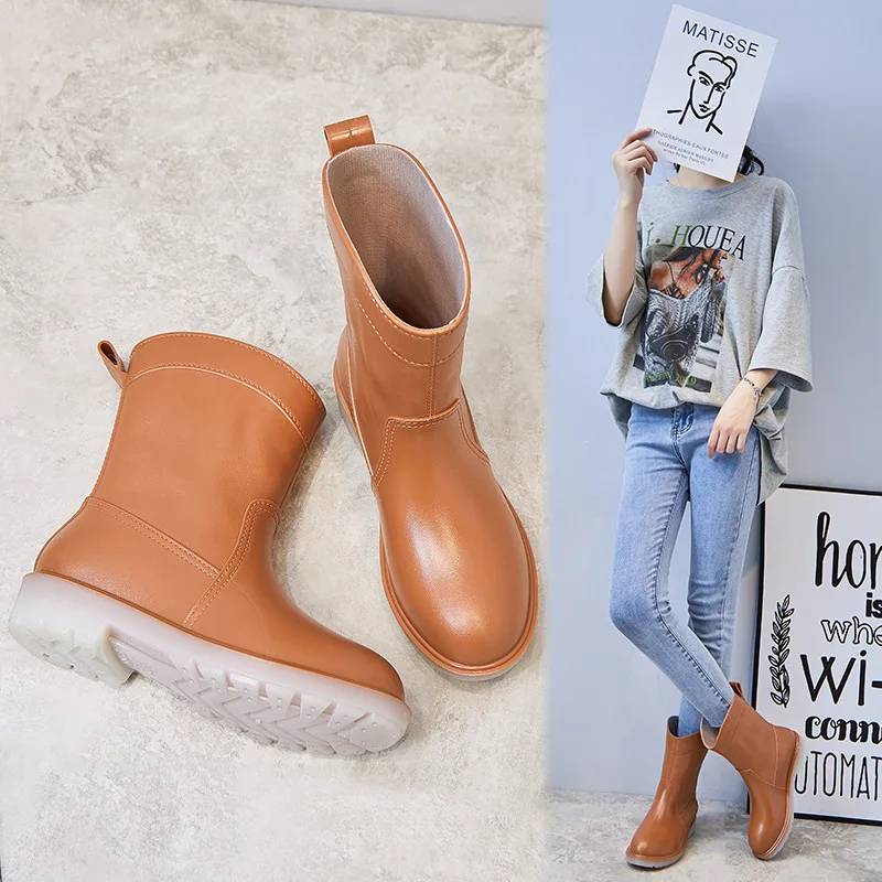 

Fashion Rain Shoes for Women Slip on Ankle Rain Boots Non-slip Platform Rainboots Garden Galoshes Woman Work Rubber Booties New