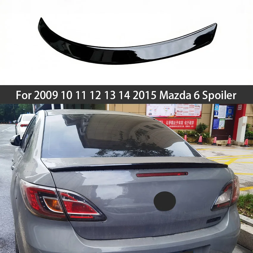 Фото Для Mazda 6 2009-2015 годов: Черный карбоновый спойлер на крышку багажника, тюнинг-комплект, аксессуары для кузова №1