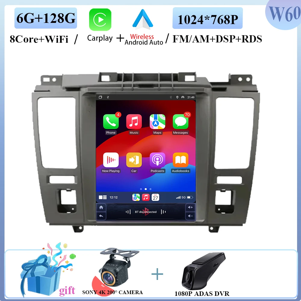 Для Nissan Tiida Versa 2004-2013 беспроводной Carplay Android 16, вертикальный экран, 9,7 дюйма, автомобильный радиоприемник, GPS, мультимедийный плеер, авто стерео