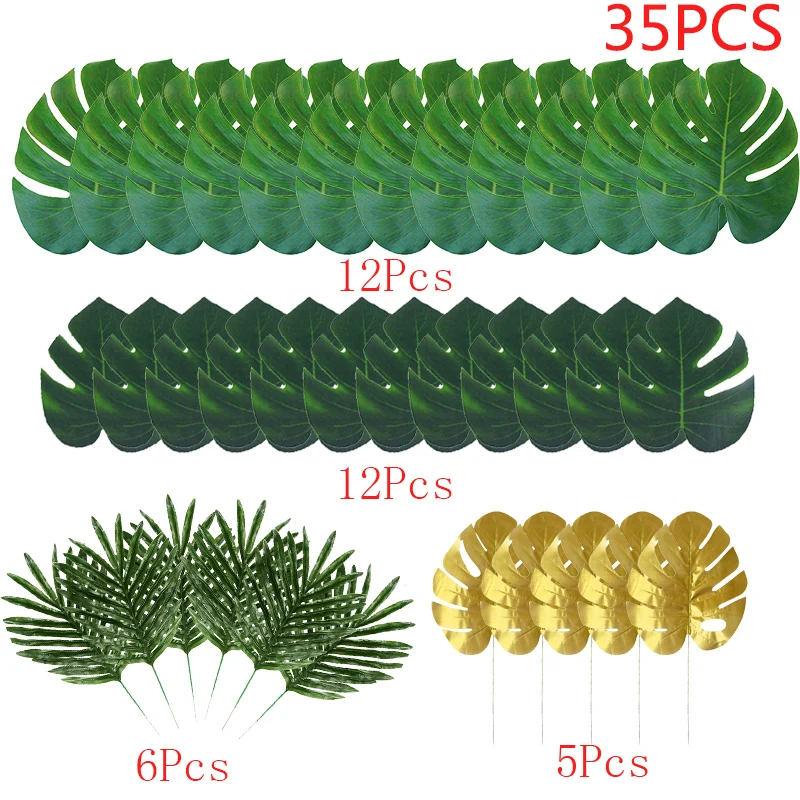 

Искусственные тропические Пальмовые Листья для пляжа джунглей, день рождения, Гавайский пляж, вечерние ринка, Baby Shower, свадьба, день рождения, украшения «сделай сам»