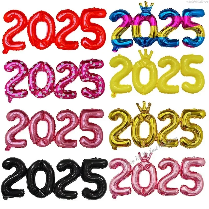 2025 фольгированные шары с короной и номером украшение для вечеринки в канун