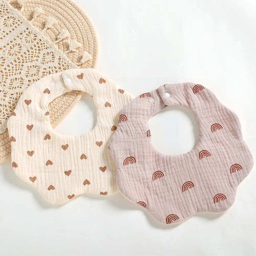 

6 Layers Cotton Yarn Petal Infants Lace Saliva Towel Burp Cotton Baby Bibs Toddler Cloth Kid Degree Bib Soft Feeding 360 Y0I2