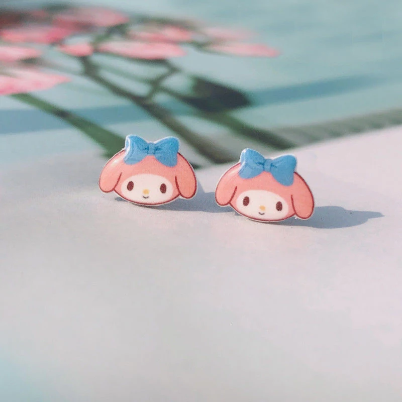 

Sanrioed Pompom Purin My Melody Ear Studs Earring Earrings Jewelry Anime Kawaii Decoration Girly Heart Jewelry Toy Girl Gift