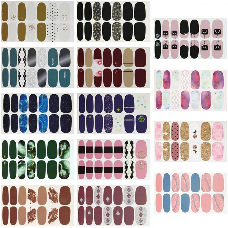 

5 Sheets Full Wrap Nail Stickers Nail Polish Stickers Gradient Glitter Nail Wraps Self Adhesive DIY Nail Art Decals Strips