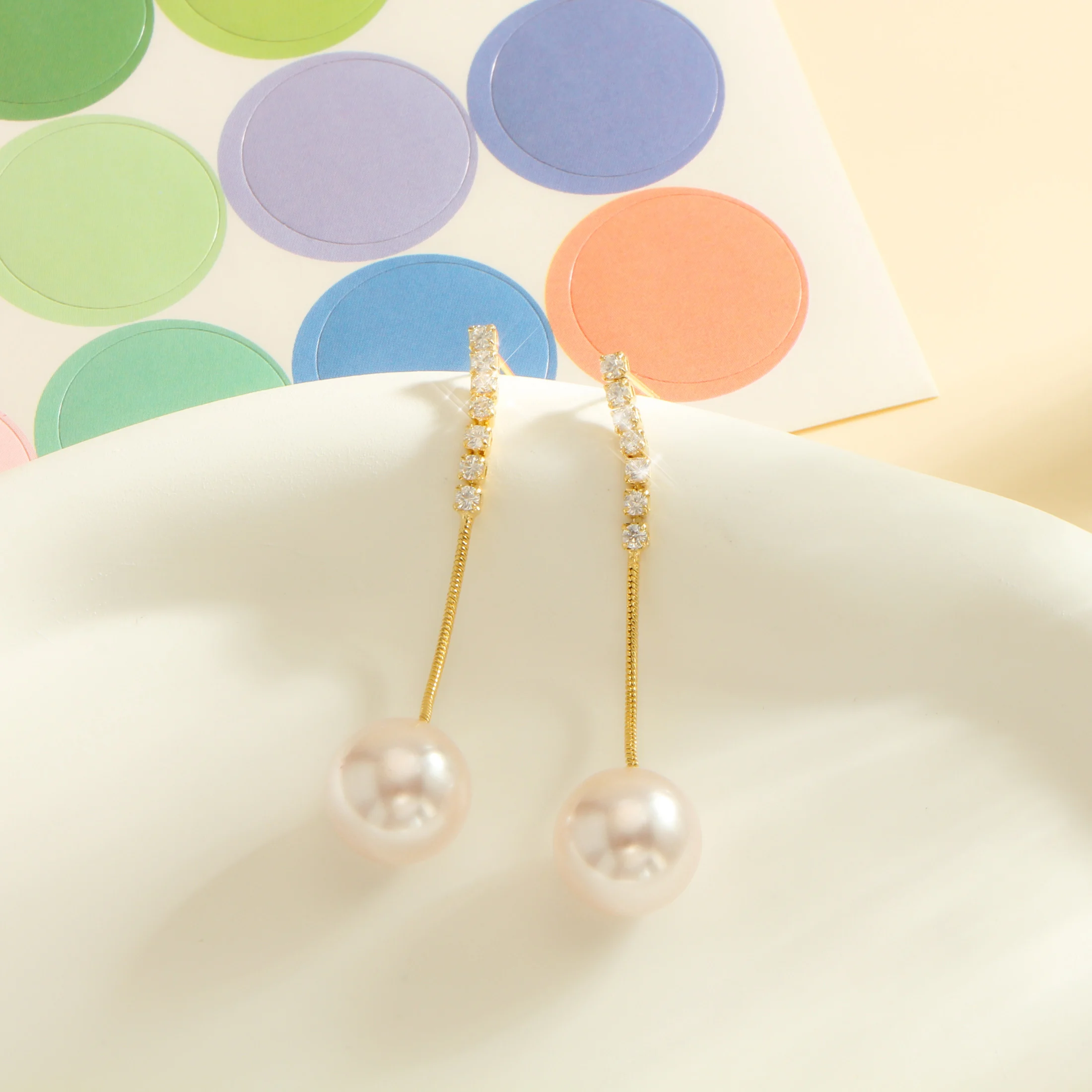 Круглые Серьги-гвоздики С Жемчугом И Камнями CZ Элегантные Роскошные Женские