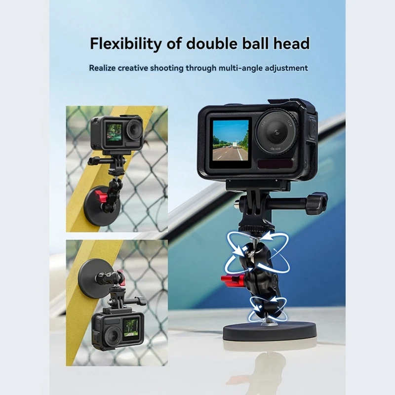 Магнитное крепление для камеры DJI Action 5 Pro с вращающейся двойной шаровой головкой