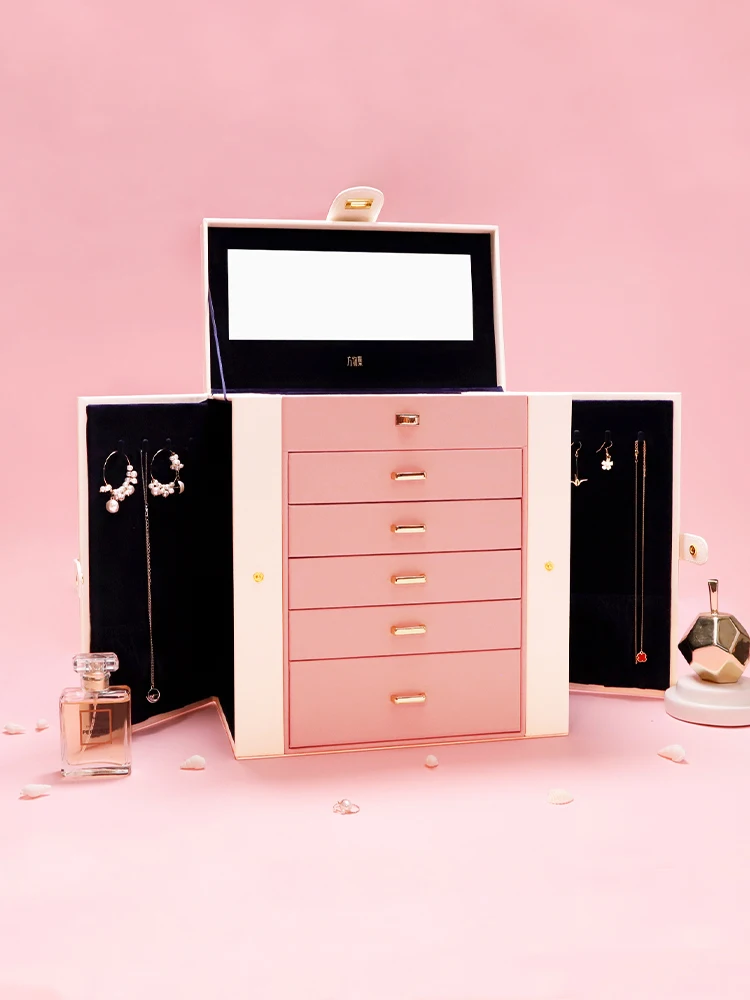 Luxury Jewelry Organizer Storage Box Large Capacity Multi Layer Jewelry Box Earrings Display Organizer for Cosmetics Gift Ideas