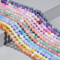 nature cracked frost agates stone beads matte blue purple pink green yellow beads for jewelry making bracelet necklace earring