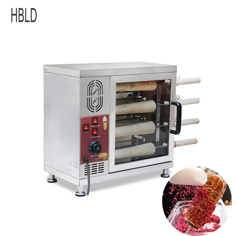 

220V/110V Chimney Cake Machine Czech Bread Oven Kurtos Kalacs Hungarian Funnel Cake with 8 Molds