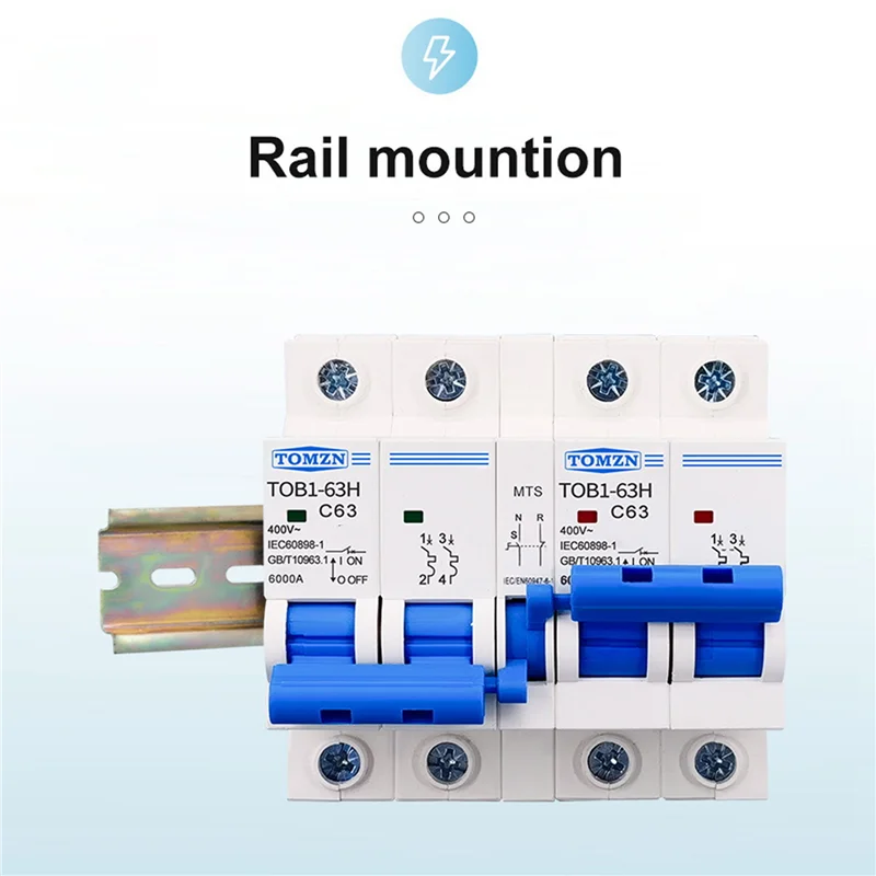 2P + AC двойной мощности ручной резервный выключатель MCB 50 Гц/60 Гц 63А