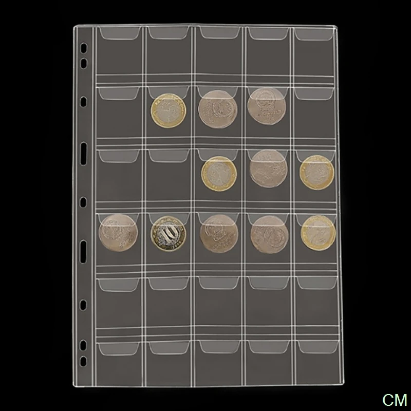 

30 Pockets Classic Plastic Coin Holder Sheet Storage Collection Money Album Case
