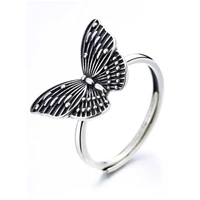 silver ring female thai silver butterfly opening ring ins cold wind fashion personality niche retro ring female