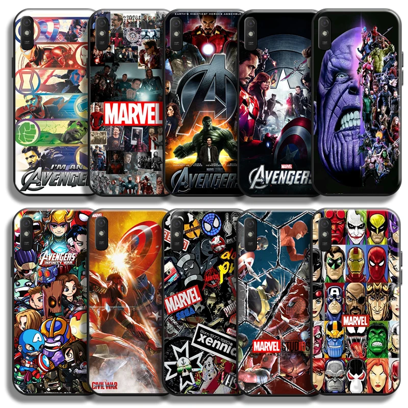 

Marvel Avengers For Xiaomi Redmi 9A 9AT Phone Case Back Carcasa Coque Black Soft TPU