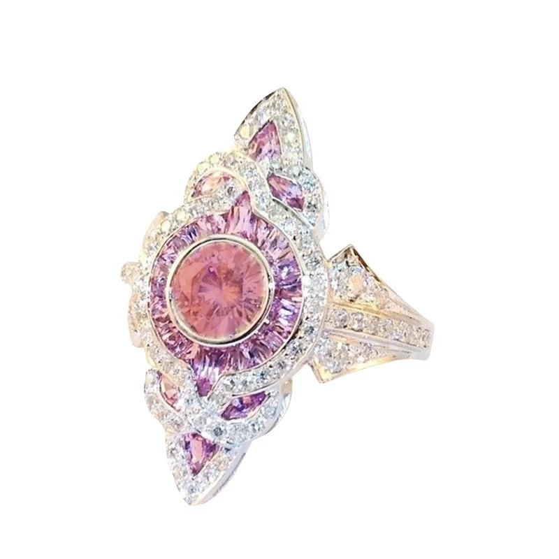 

Ring Pink micro brick elegant European and American fashion trendy women's ring
