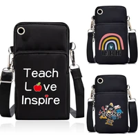 shoulder bags unisex waterproo phone bags universal for samsungxiaomiiphone shoulder bags teacher printing crossbody bag