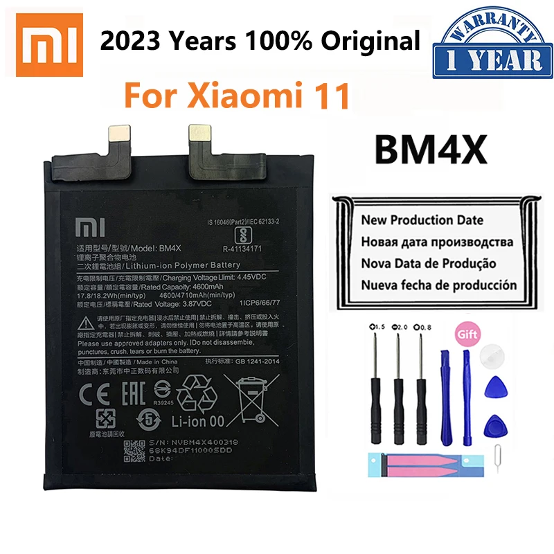 

100% Original Xiao Mi BM4X 4710mAh Phone Battery For Xiaomi 11 Xiaomi11 Mi11 Replacement Batteries Bateria