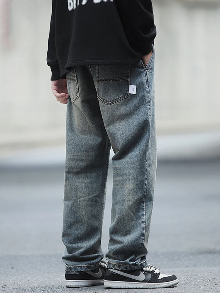 European and American Men Four Seasons Jeans Men's and Women's Same High Street American Wide-leg Pants Streetwear Ins Hot Sale
