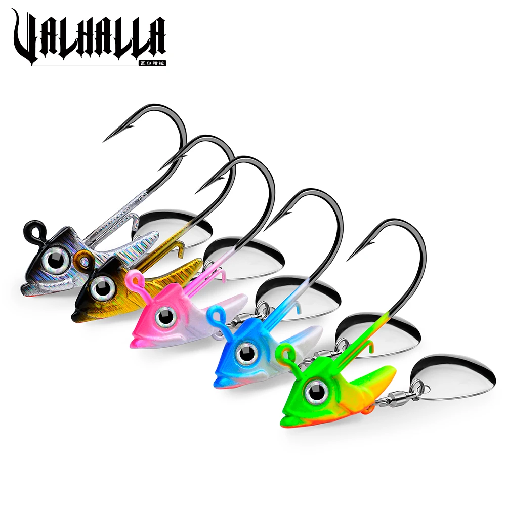 

Рыболовные крючки VALHALLA, 50 шт., 7,5 г, 10,5 г, 15 г, крючок с головкой для джиггинга с вращающимся вертлюгом, вертлюгом, ложкой, крючками для джиггинга, рыболовные снасти