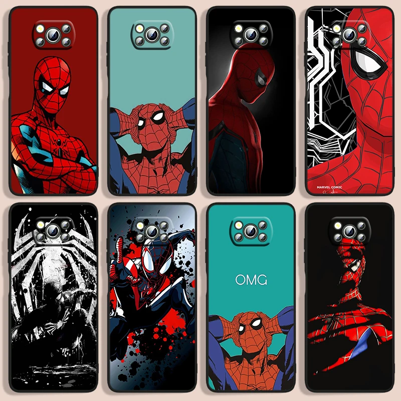 

Marvel hero spiderman Phone Case For Xiaomi Poco F1 X2 F2 X3 C3 M3 F3 X4 M4 F4 Pro 5G NFC GT Black luxury Silicone Funda Cover
